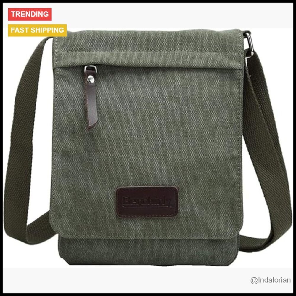 Vintage Canvas Leather Messenger Crossbody Bag Small Retro Chic Organizer